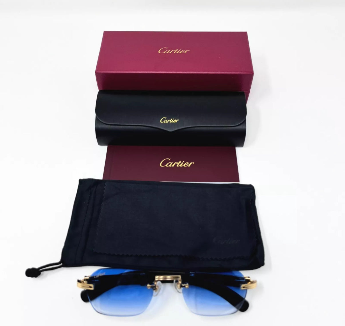 Buffalo Horn Premiere Black Sunglasses Blue Gradient