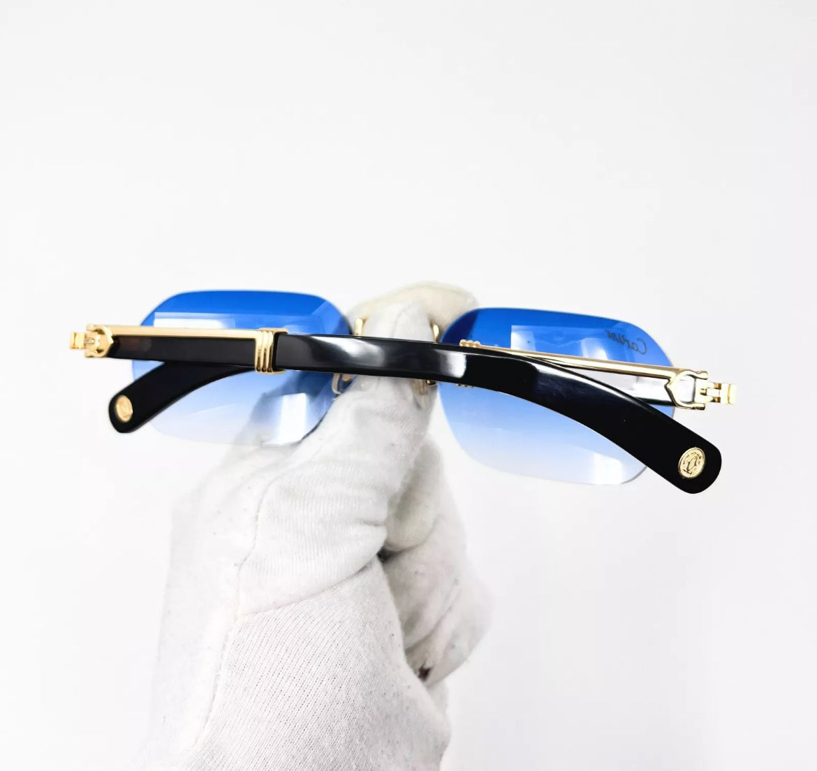 Buffalo Horn Premiere Black Sunglasses Blue Gradient