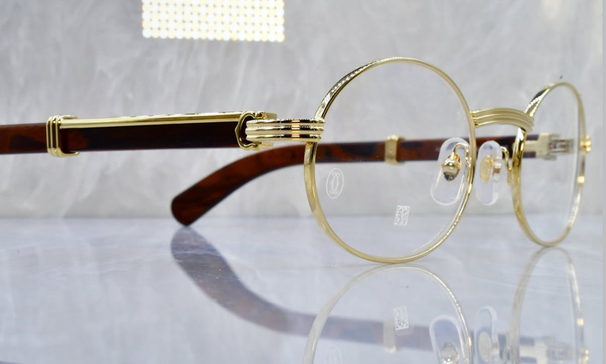 Pre-Owned Cartier Burl Wood Giverny Sunglasses
