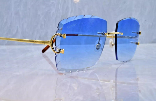 Pre-Owned Cartier C-Decor Diamond Cut Sunglasses Royal Blue Gradient