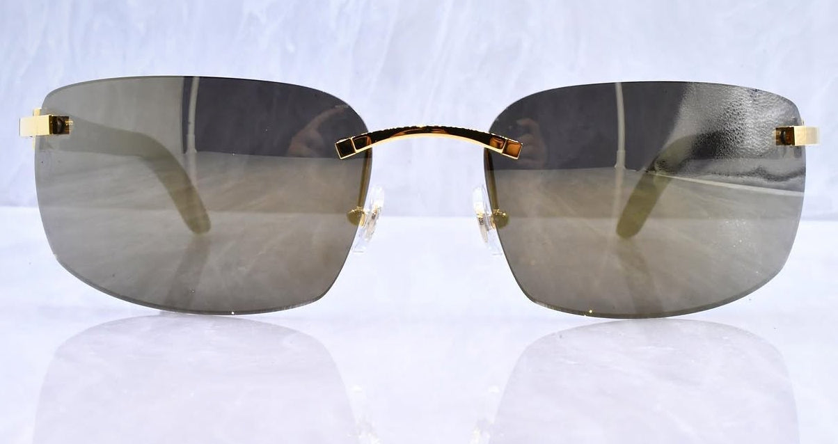 Pre-Owned Cartier Buffalo horn sunglasses gold/smoke gradient