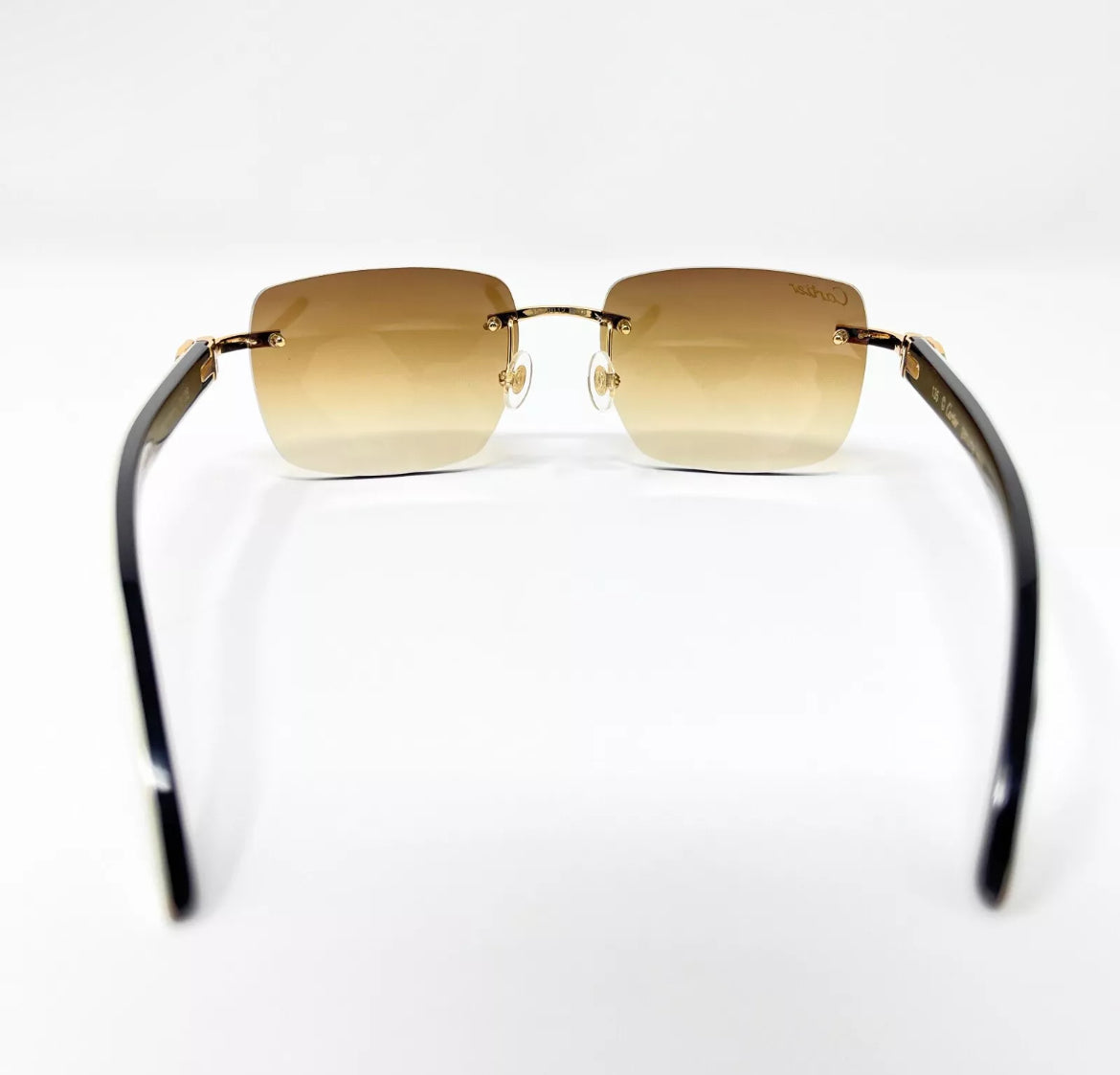 Pre-Owned Cartier Buffalo Horn White Sunglasses Tan/Brown Gradient