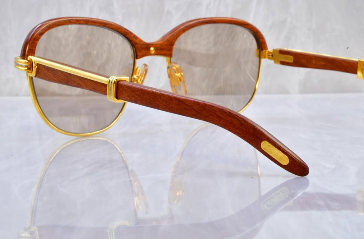 Pre-Owned Malmaison Wood Frame Sunglasses Tan Gradient