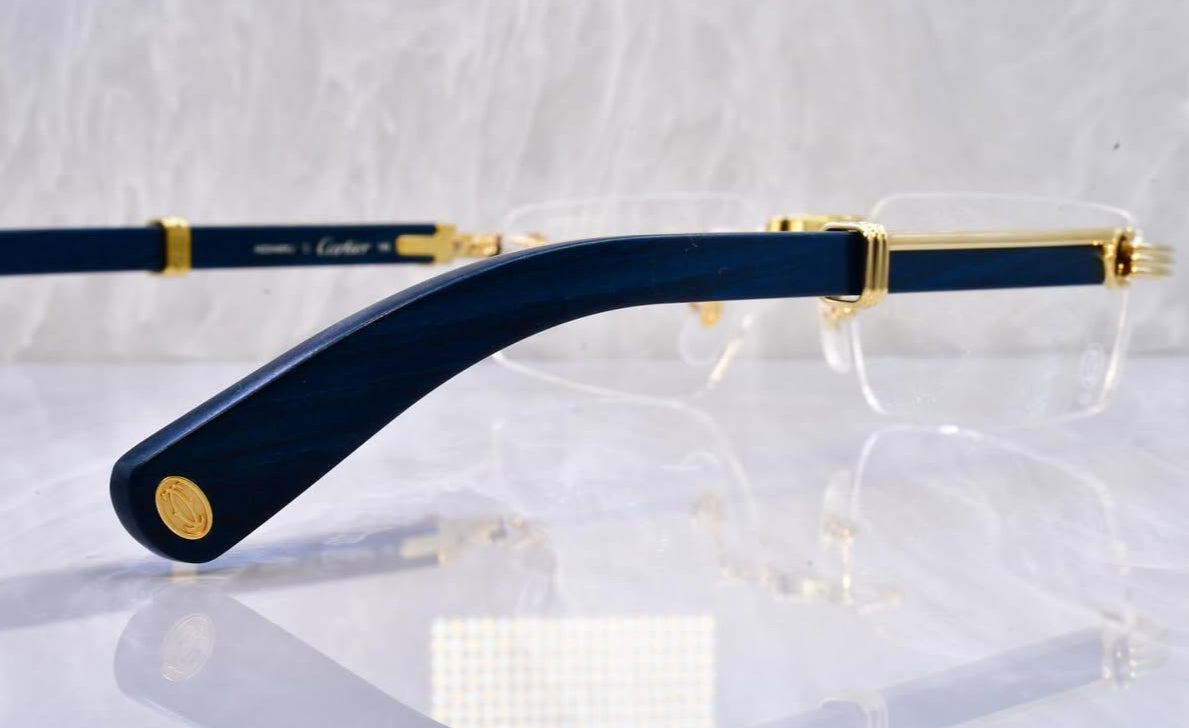 Pre-Owned Premiere Blue Wood Sunglasses Clear