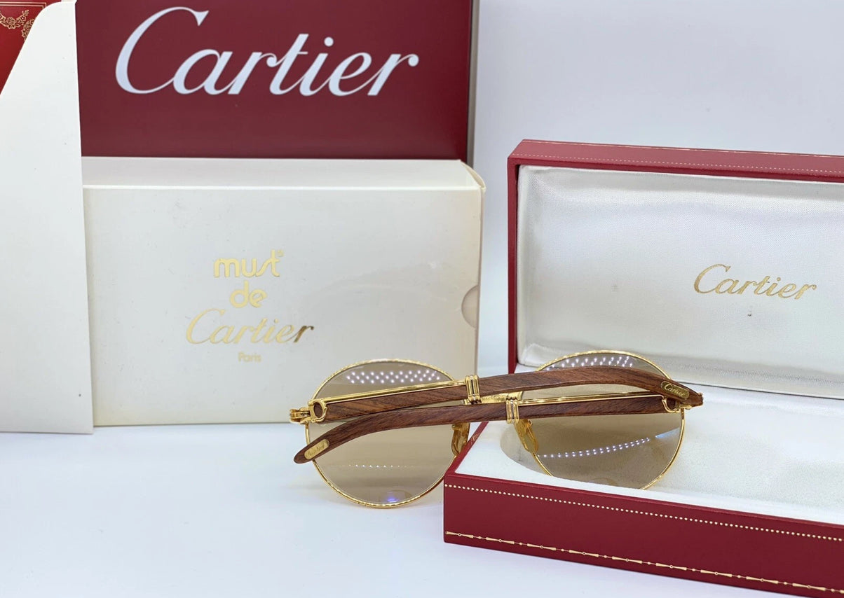 Pre-Owned Giverny Wood Frame Sunglasses Tan Gradient
