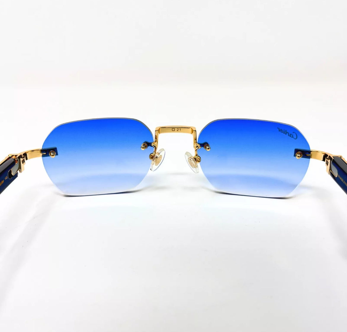 Buffalo Horn Premiere Black Sunglasses Blue Gradient