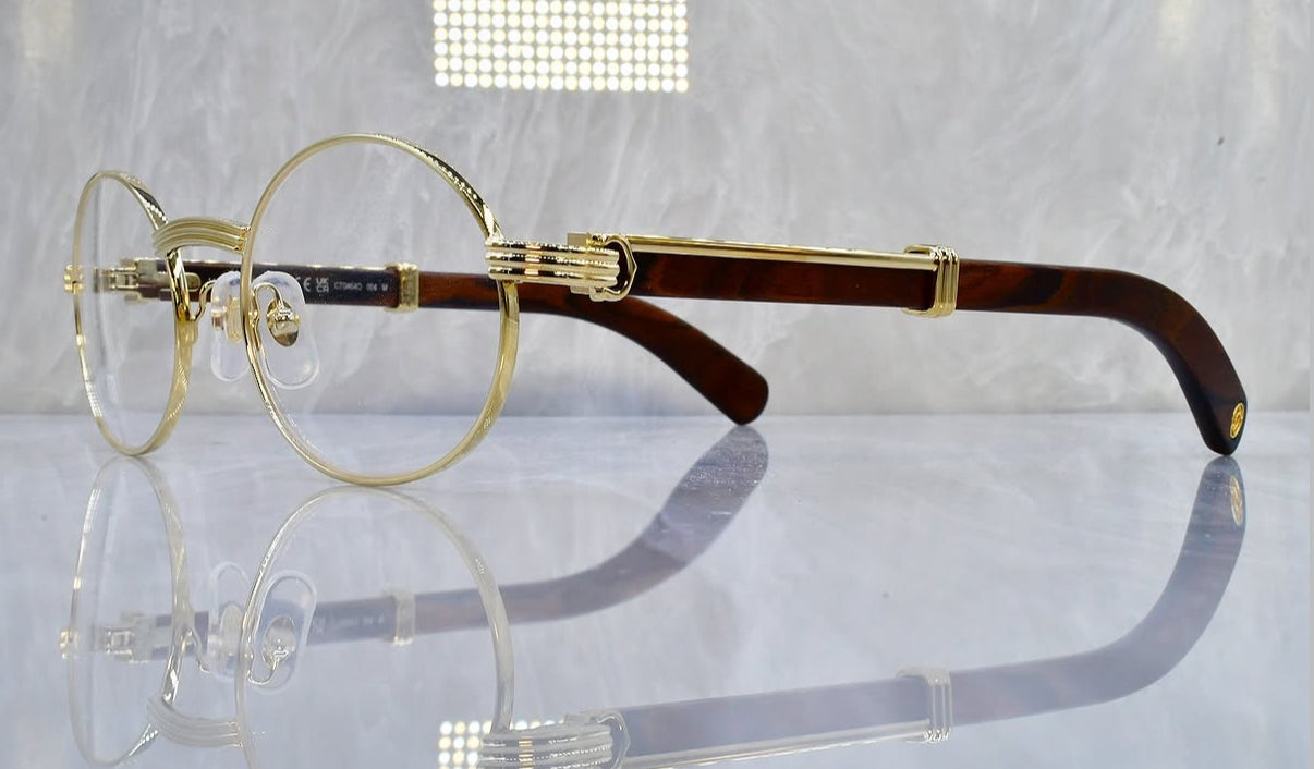 Pre-Owned Cartier Burl Wood Giverny Sunglasses