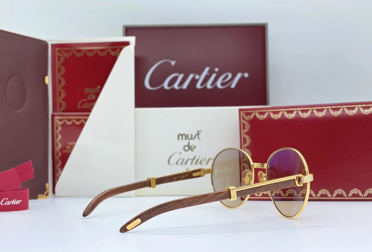 Pre-Owned Giverny Wood Frame Sunglasses Tan Gradient