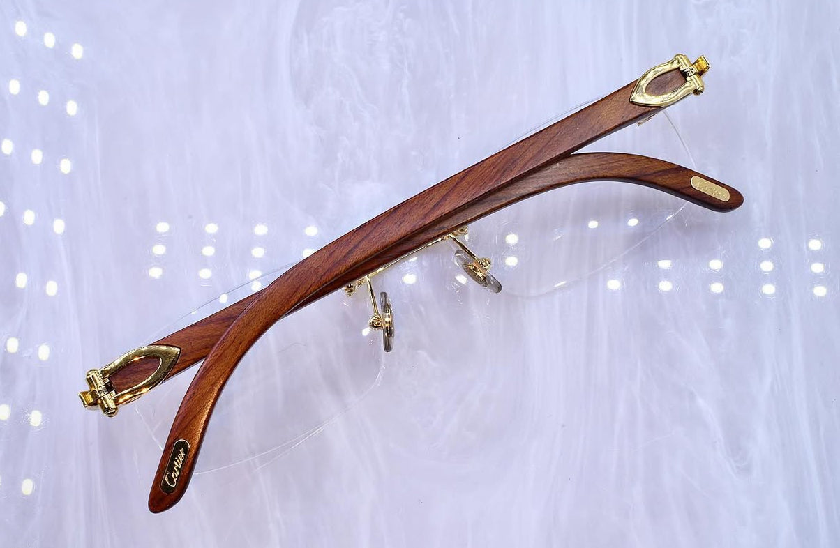 Pre-Owned Wood Frame Sunglasses Clear