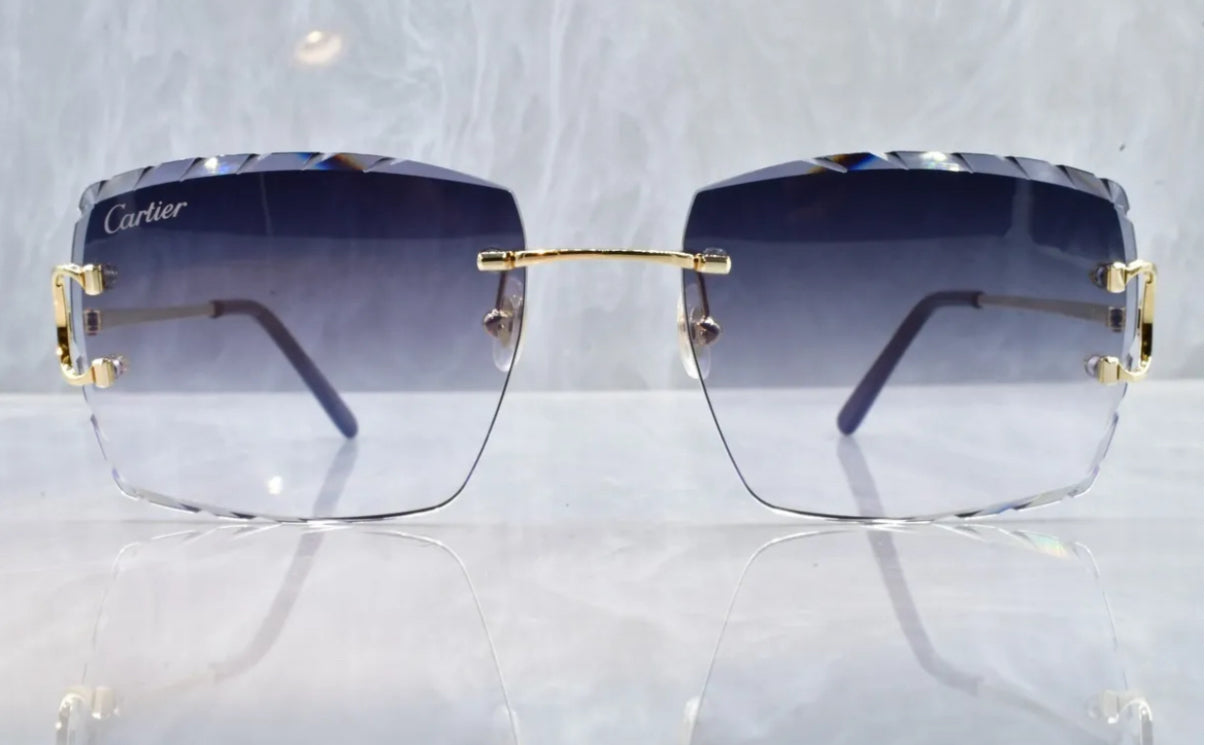 Pre-Owned Cartier C-Decor Diamond Cut Sunglasses Smoke Gradient