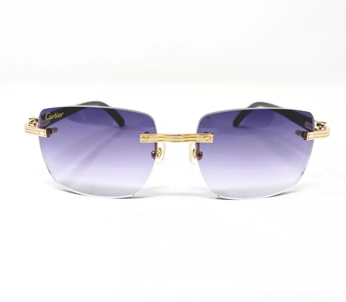 Pre-Owned Cartier Buffalo Horn White Premiere Sunglasses Lavener Gradient
