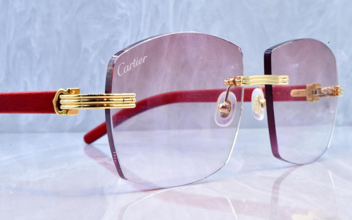 Pre-Owned Wood Frame Sunglasses Rose Blush Gradient