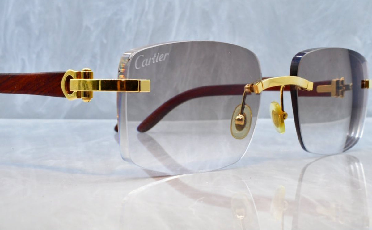 Pre-Owned Wood Frame Sunglasses Grey Gradient