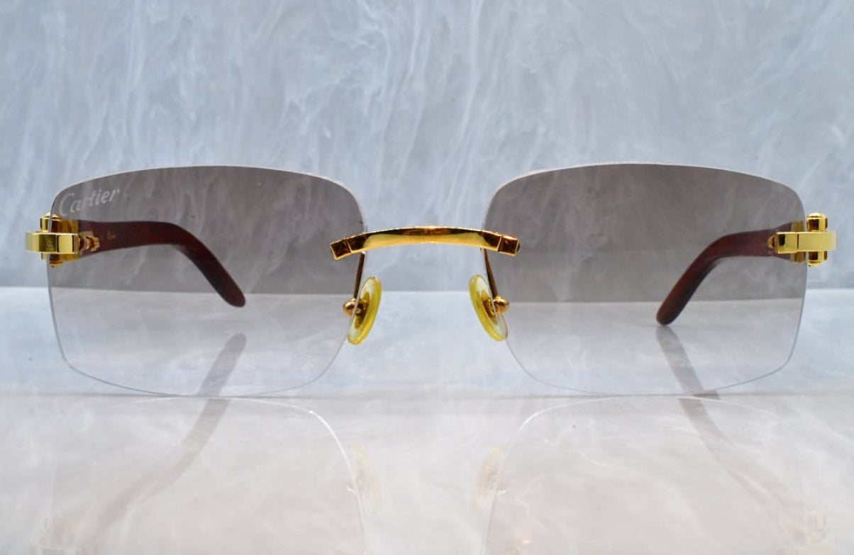 Pre-Owned Wood Frame Sunglasses Grey Gradient