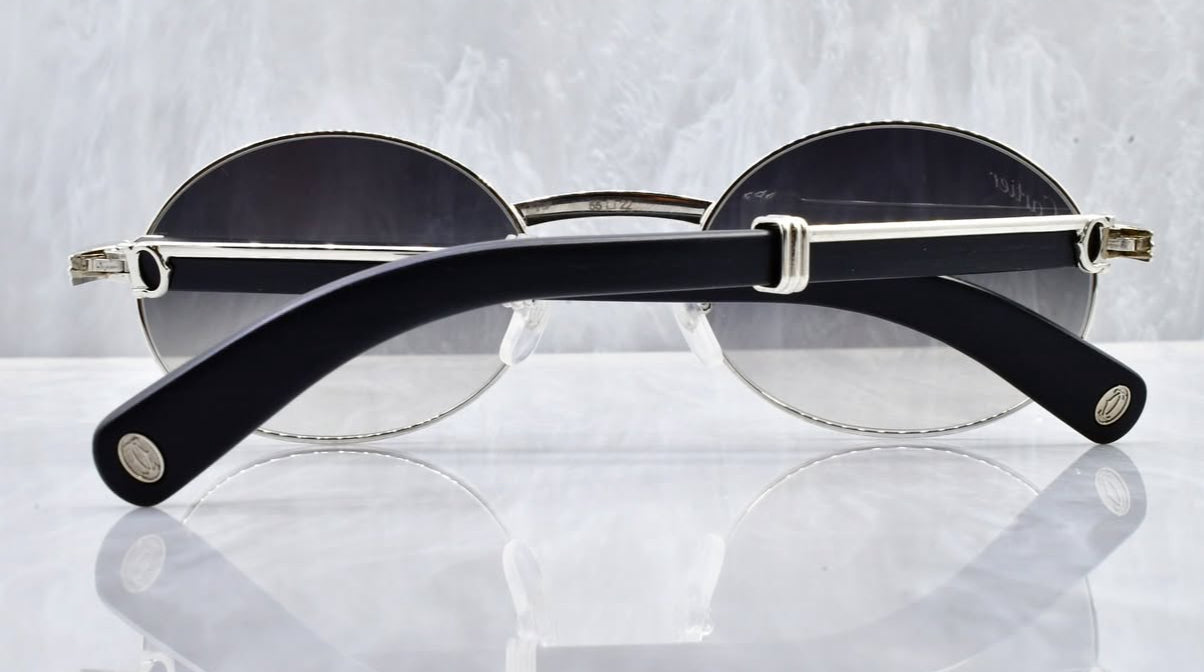 Pre-Owned Black Giverny Wood Frame Sunglasses Smoke Gradient