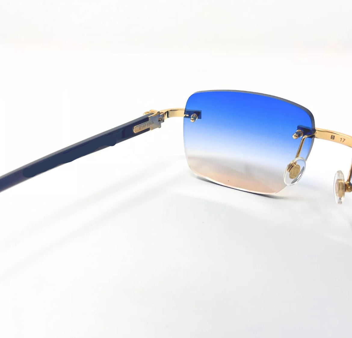 Pre-Owned Cartier Buffalo Horn Premiere White Sunglasses Blue To Orange Gradient
