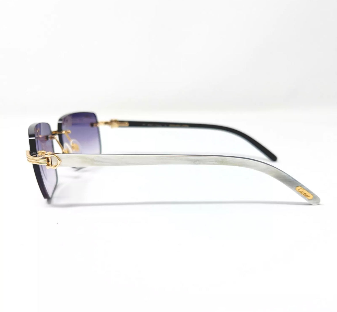 Pre-Owned Cartier Buffalo Horn White Premiere Sunglasses Lavener Gradient