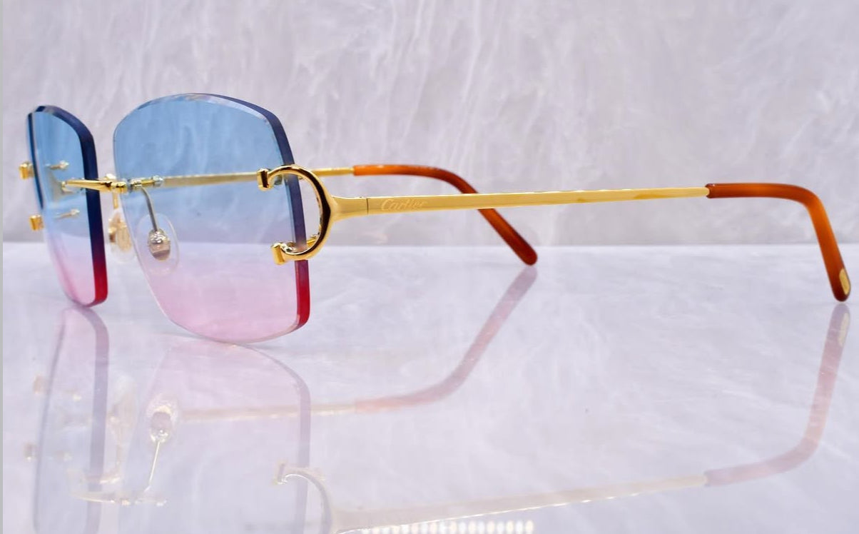 Pre-Owned Cartier C-Decor Sunglasses Turquoise Gradient