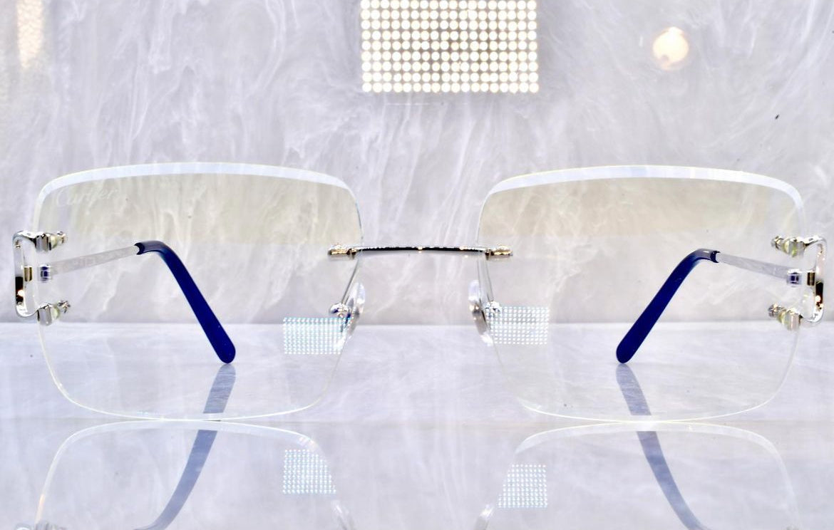 Pre-Owned Cartier C-Decor Sunglasses Clear/Platinum