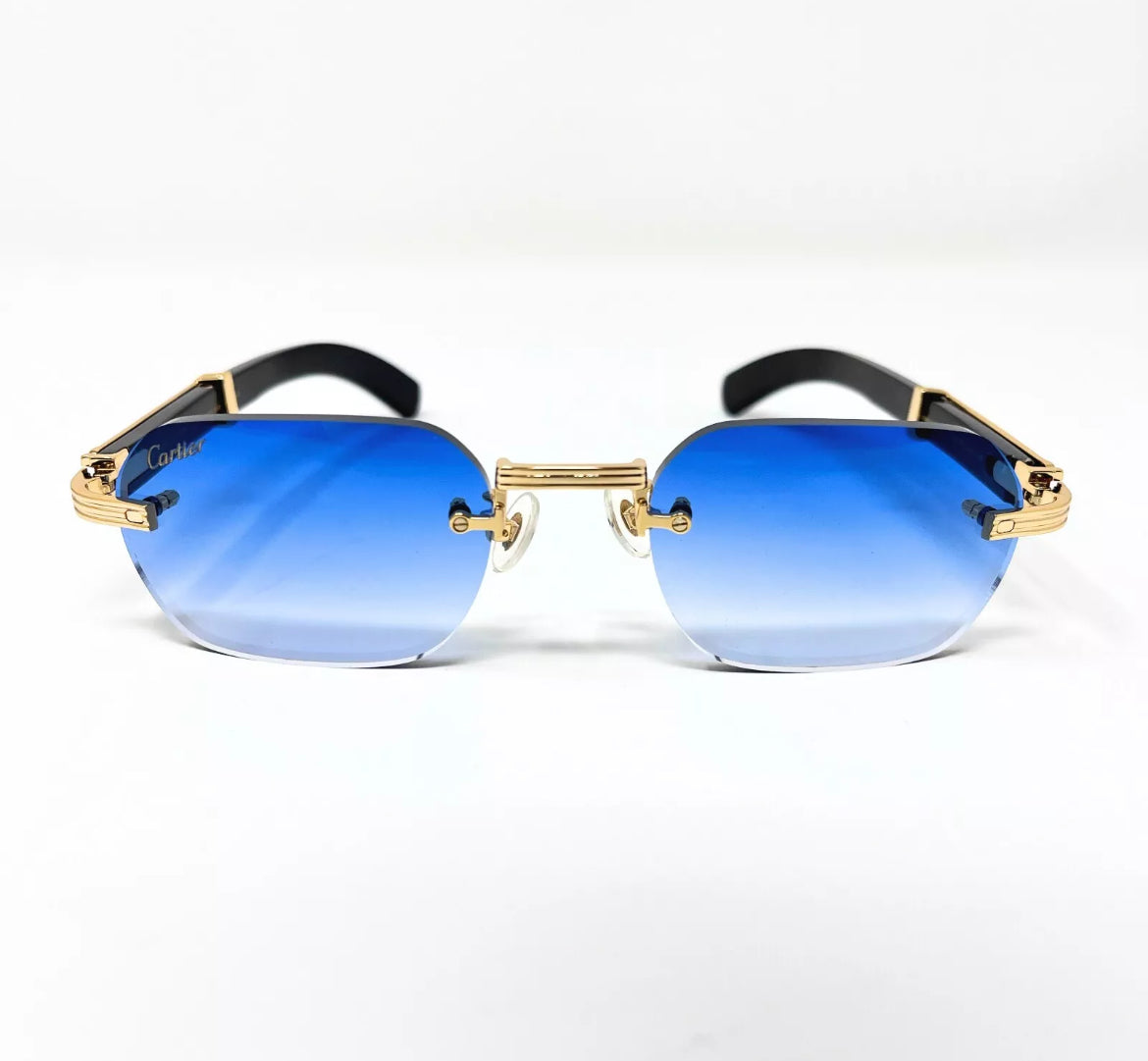 Buffalo Horn Premiere Black Sunglasses Blue Gradient