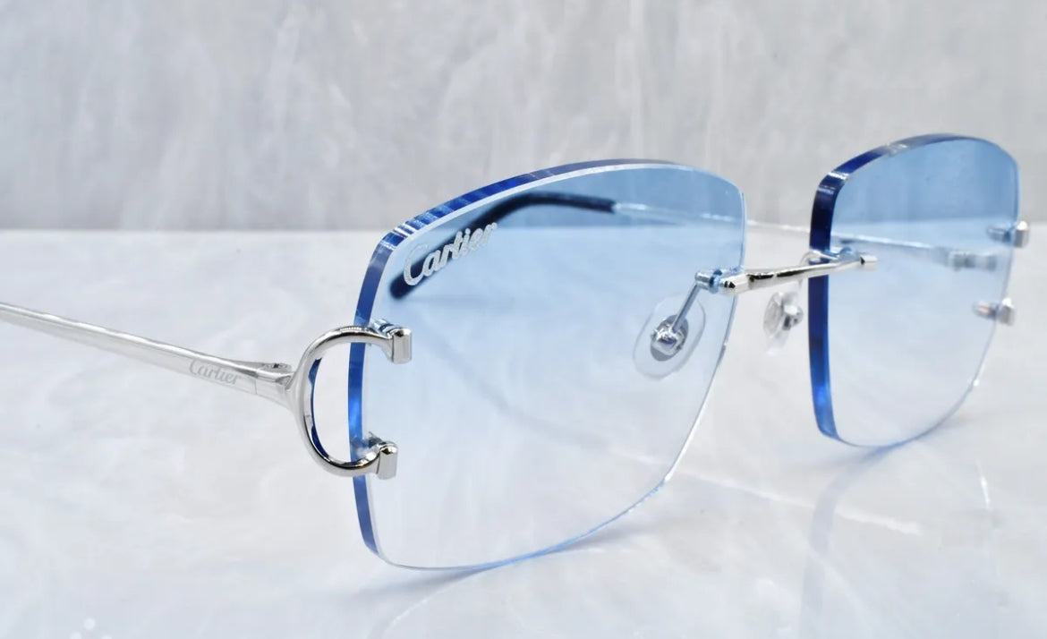 Pre-Owned Cartier C-Decor Sunglasses Aqua Blue Gradient